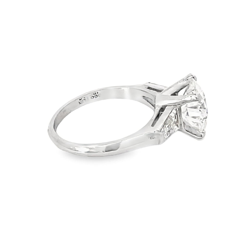 Side view of GIA 2.53ct Old European Cut Diamond Engagement Ring