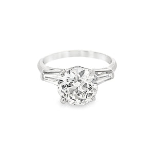 Front view of GIA 2.53ct Old European Cut Diamond Engagement Ring