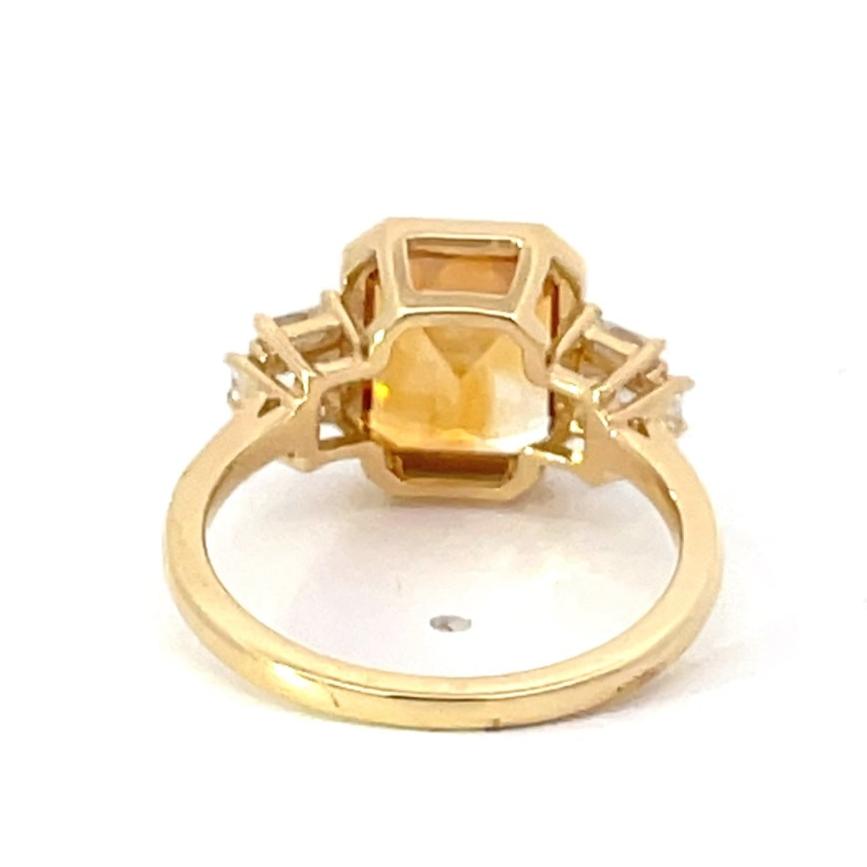 Back view of 3.30ct Emerald Cut Natural Citrine Cocktail Ring, 18k Yellow Gold