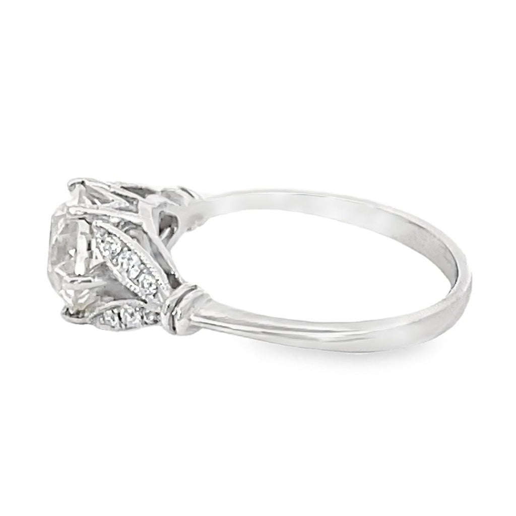 Side view of 1.59ct Old European Cut Diamond Engagement Ring, VS1 Clarity, Platinum