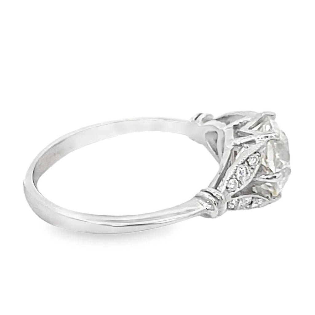 Side view of 1.59ct Old European Cut Diamond Engagement Ring, VS1 Clarity, Platinum