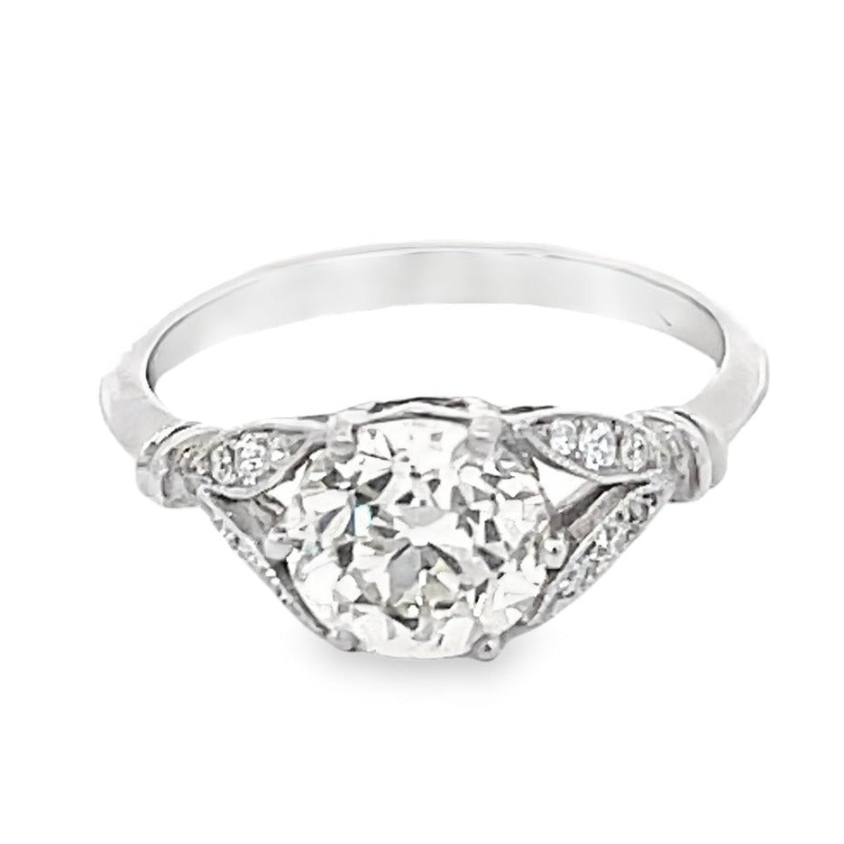 Front view of 1.59ct Old European Cut Diamond Engagement Ring, VS1 Clarity, Platinum