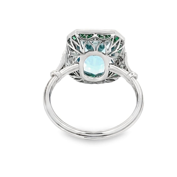 Front view of 2.86ct Natural Aquamarine Cocktail Ring