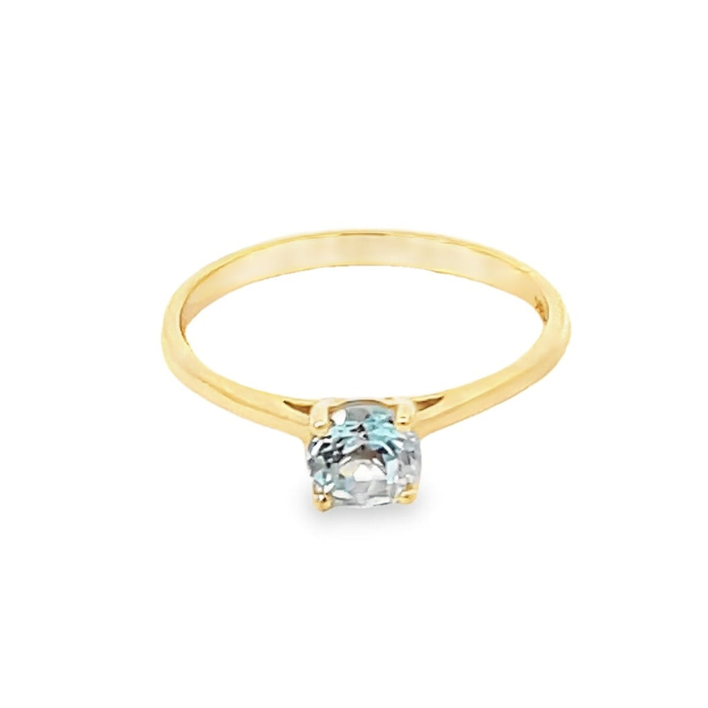 Front view of 0.60ct Round Cut Aquamarine Solitaire Engagement Ring
