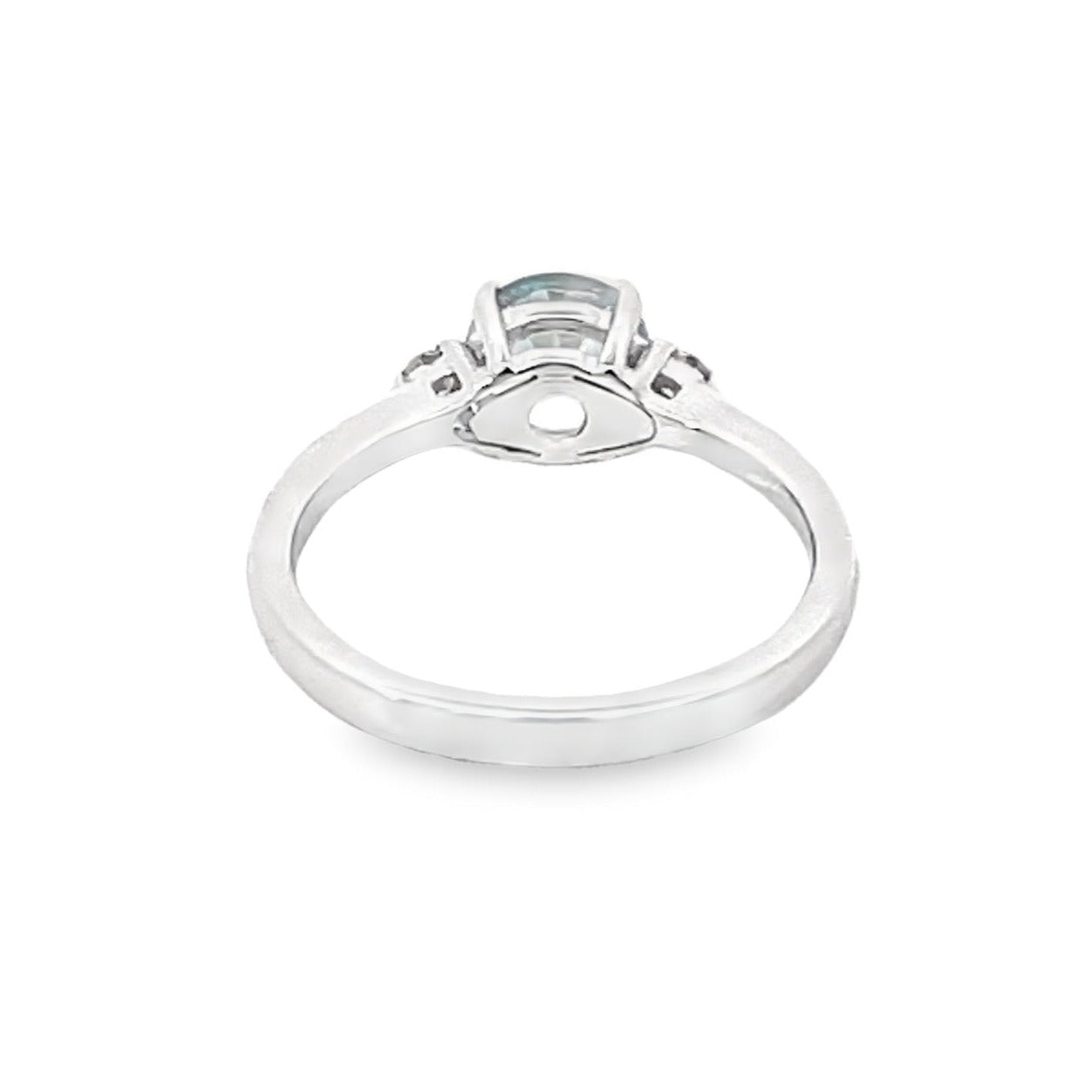 Back view of 1.10ct Round Cut Aquamarine Engagement Ring