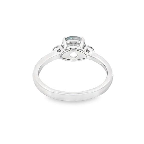 Front view of 1.10ct Round Cut Aquamarine Engagement Ring