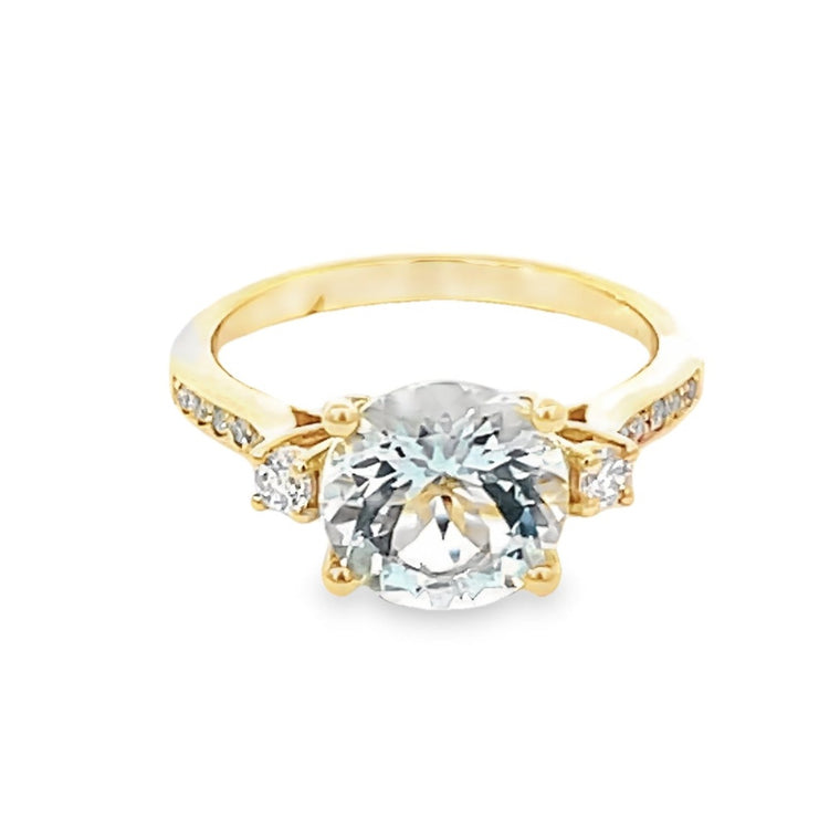 Front view of 2.75ct Round Cut Aquamarine Engagement Ring