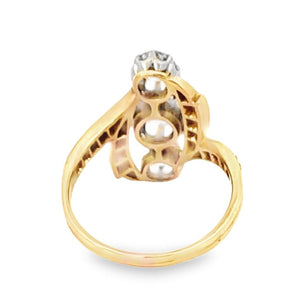 Back view of Antique 0.50ct Diamond Engagement Ring, Platinum & 18k Yellow Gold