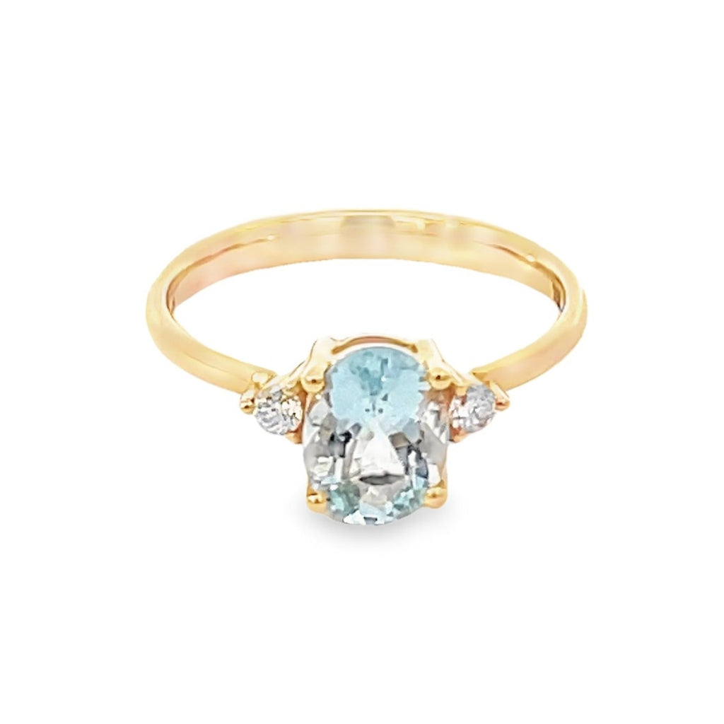 Front view of 1.20ct Oval Cut Aquamarine Engagement Ring