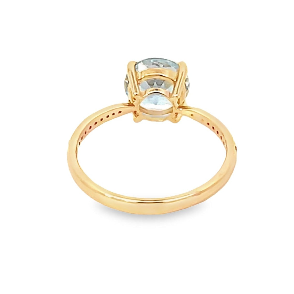 Back view of 1.90ct Round Cut Aquamarine Engagement Ring