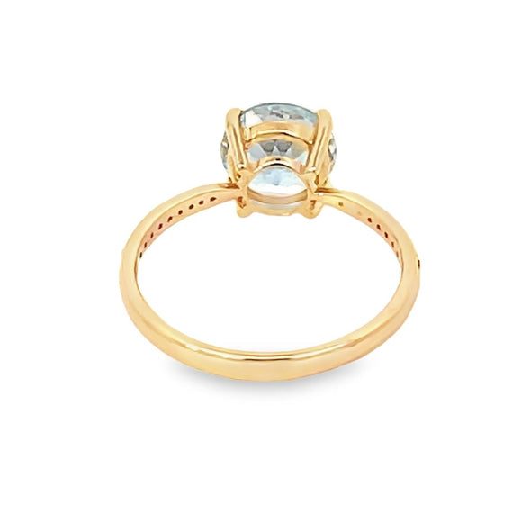 Front view of 1.90ct Round Cut Aquamarine Engagement Ring