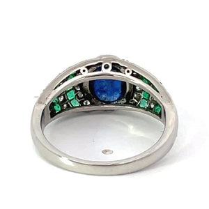 Back view of 1.89ct Cabochon Cut Natural Sapphire Cocktail Ring, Platinum