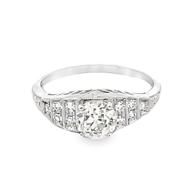 Front view of 0.88ct Old European Cut Diamond Engagement Ring, Platinum