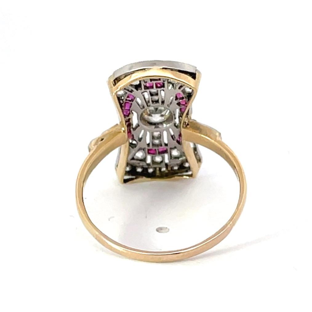 Back view of Antique 0.25ct Old European Cut Diamond Cocktail Ring, Platinum & 18k Yellow Gold