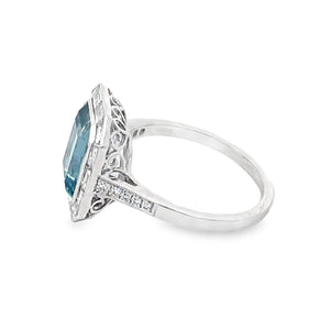 Side view of 2.80ct Emerald Cut Aquamarine Cocktail Ring