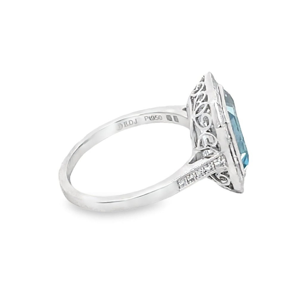 Side view of 2.80ct Emerald Cut Aquamarine Cocktail Ring