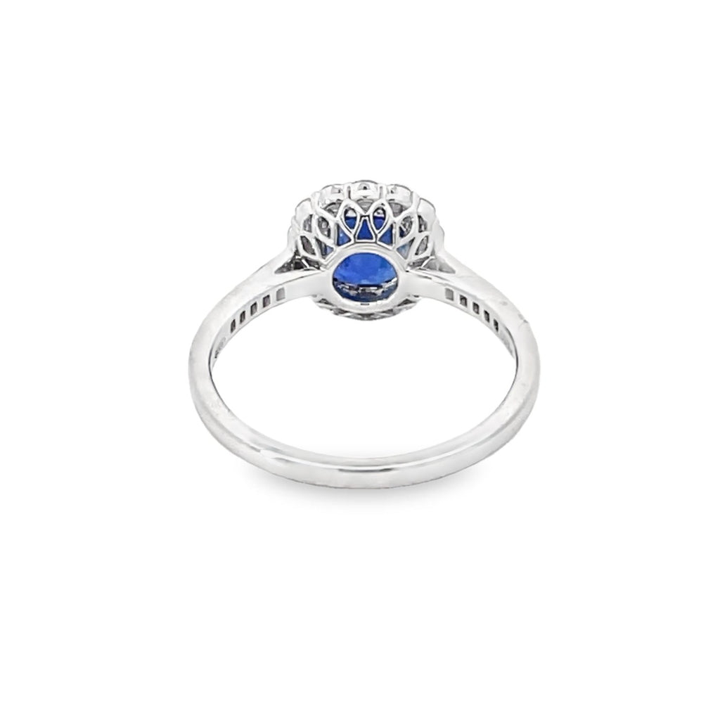 Back view of 1.62ct Cushion Cut Sapphire Engagement Ring