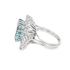 Side view of Vintage 4.34ct Emerald Cut Aquamarine Cocktail Ring