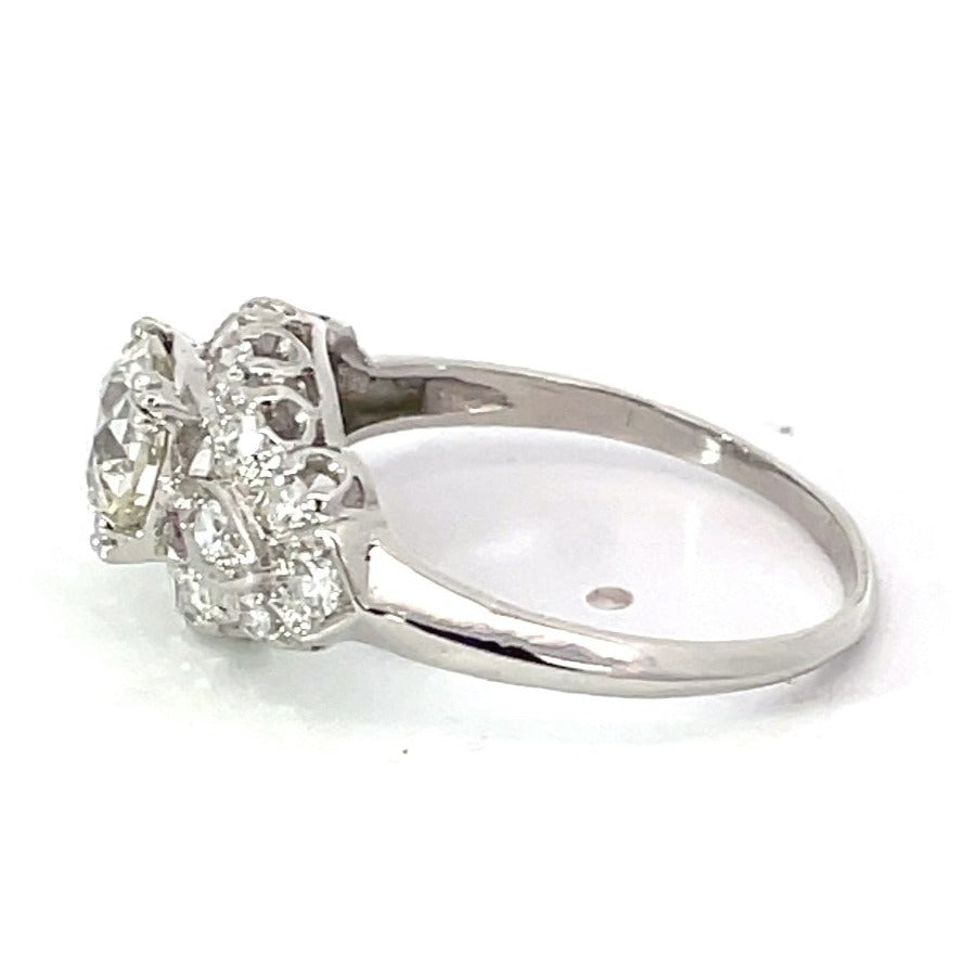 Side view of Antique GIA 1.22ct Old European Cut Diamond Engagement Ring, Platinum