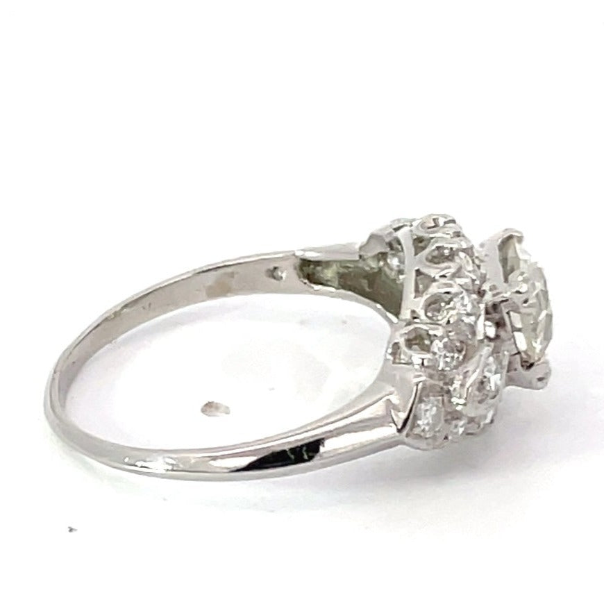 Side view of Antique GIA 1.22ct Old European Cut Diamond Engagement Ring, Platinum