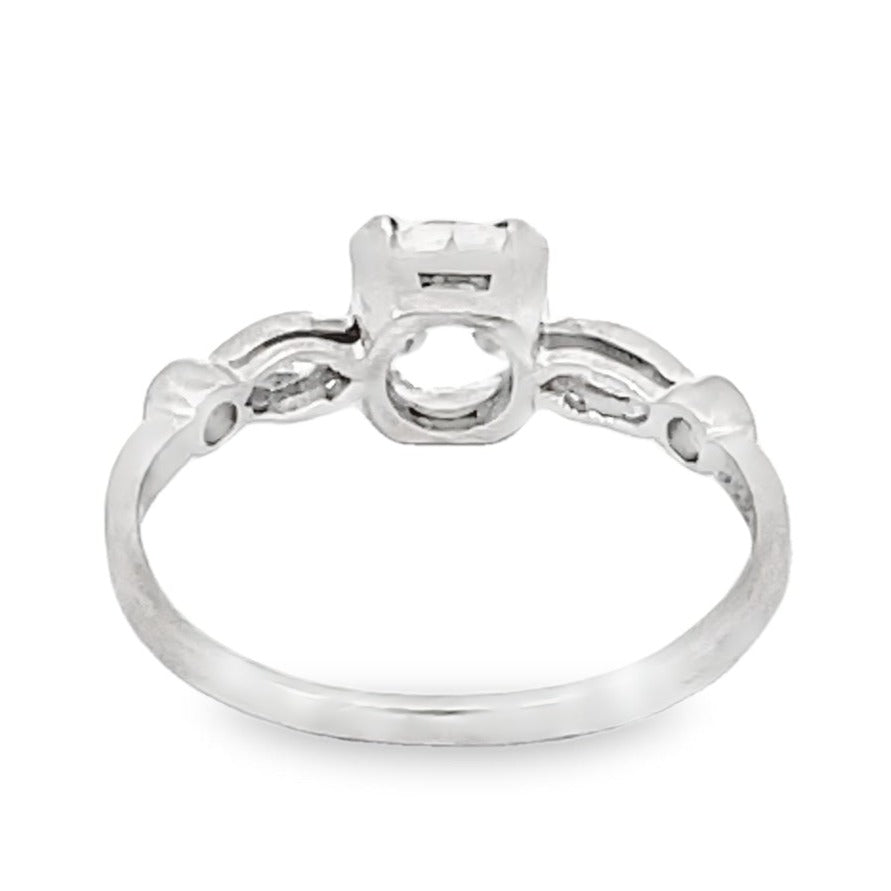 Back view of Antique 0.95ct Old European Cut Diamond Engagement Ring, I Color, Platinum