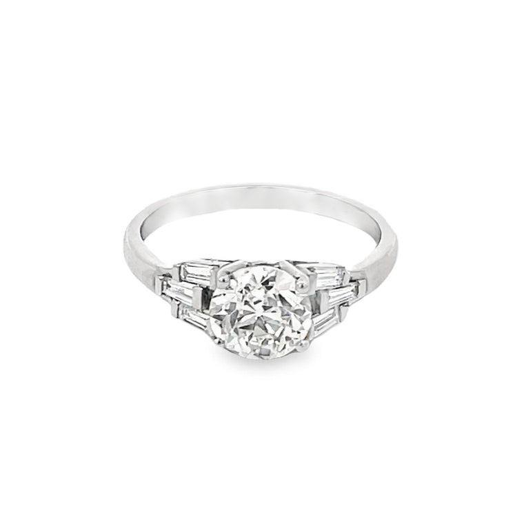 Front view of 1.34ct Old European Cut Diamond Engagement Ring