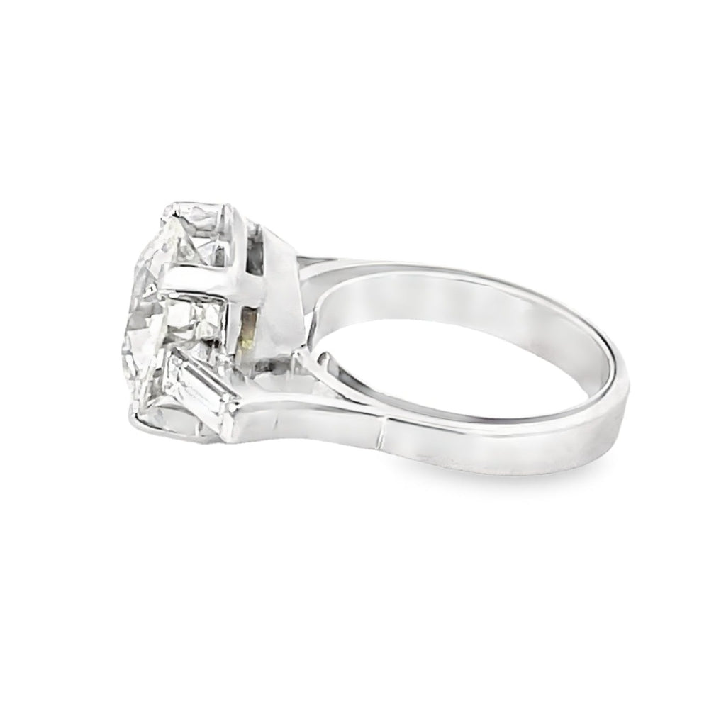 Side view of Antique GIA 4.30ct Old European Cut Diamond Engagement Ring