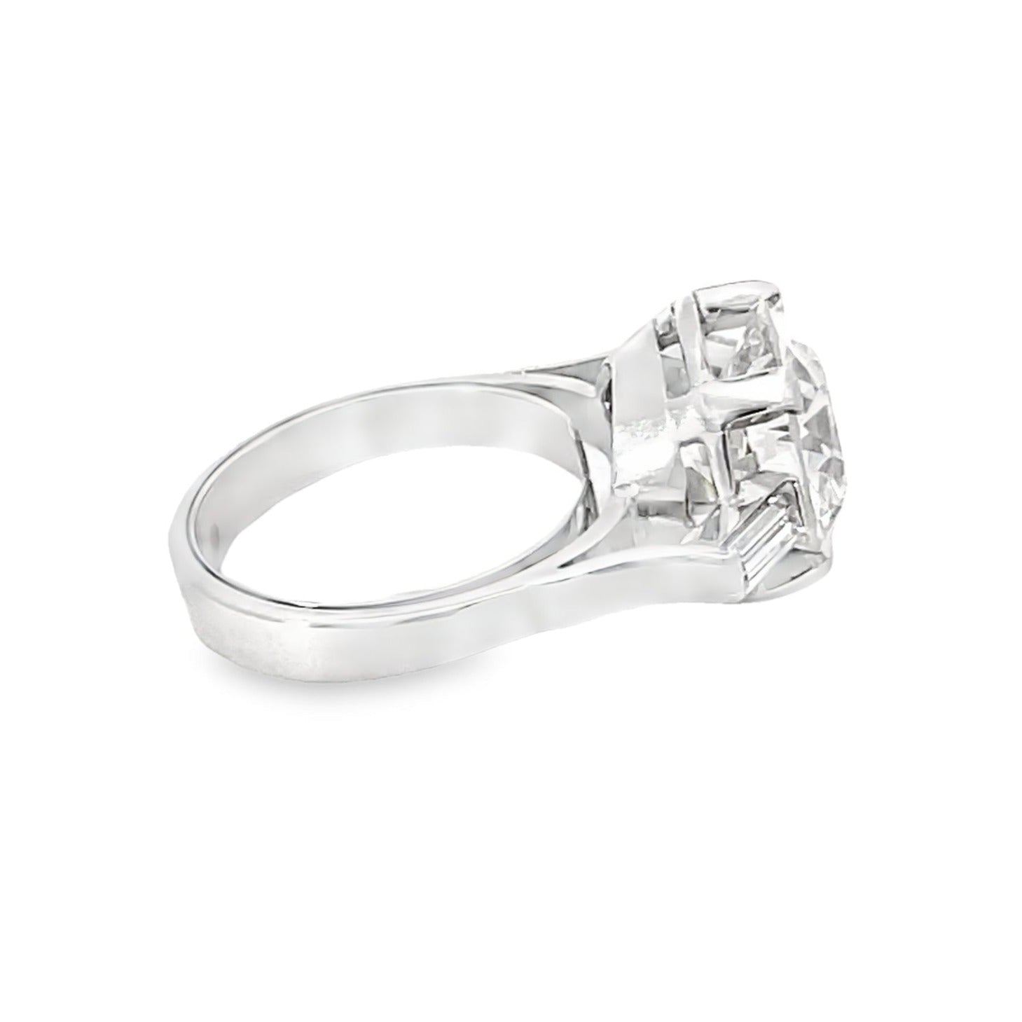 Side view of Antique GIA 4.30ct Old European Cut Diamond Engagement Ring