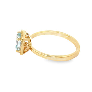 Side view of 0.95ct Cushion Cut Aquamarine Engagement Ring