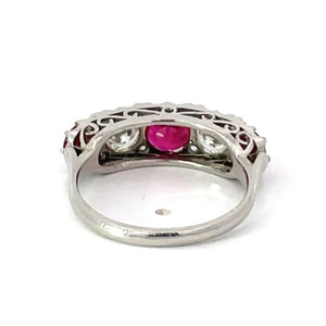 Back view of Antique 1.95ct Ruby & 0.95ct Diamond Cocktail Ring, Platinum