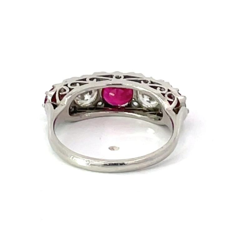 Back view of Antique 1.95ct Ruby & 0.95ct Diamond Cocktail Ring, Platinum