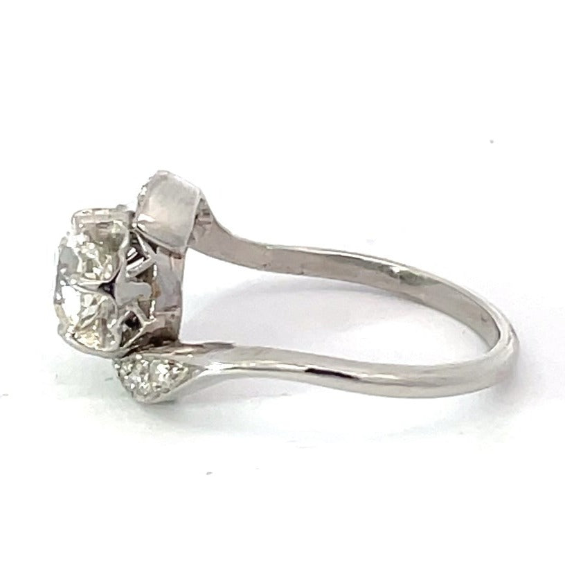 Side view of Antique GIA 0.90ct Old European Cut Diamond Engagement Ring, Platinum