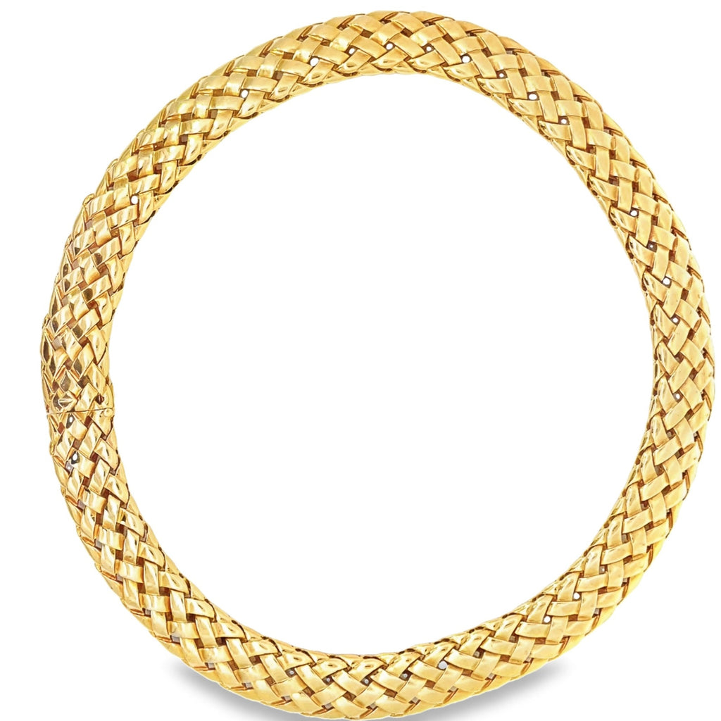 Vintage VCA 18k Yellow Gold Woven Link Necklace, France, Circa 1980