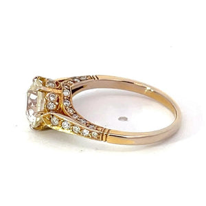 Side view of 1.82ct Old European Cut Diamond Engagement Ring, 18k Yellow Gold