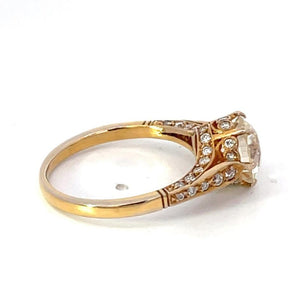 Side view of 1.82ct Old European Cut Diamond Engagement Ring, 18k Yellow Gold