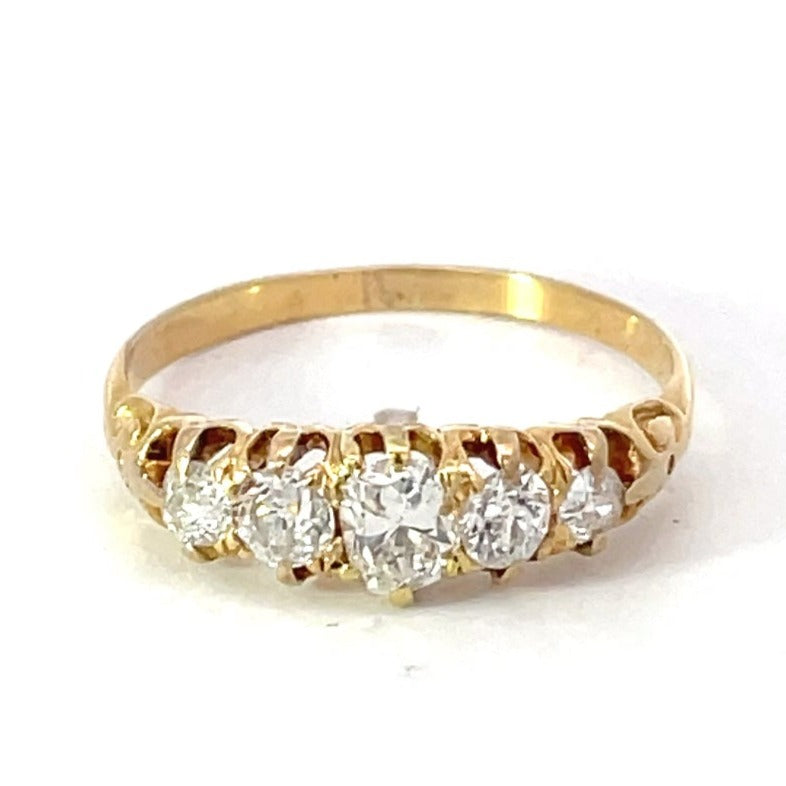 Front view of Antique 1.50ct Cushion Cut Diamond Engagement Ring, 18k Yellow Gold