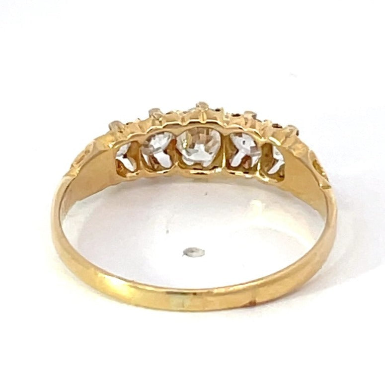 Back view of Antique 1.50ct Cushion Cut Diamond Engagement Ring, 18k Yellow Gold