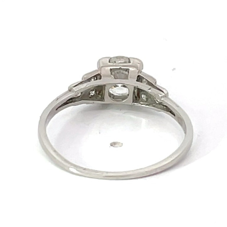 Back view of Antique 0.85ct Old Mine Cut Diamond Engagement Ring, Platinum