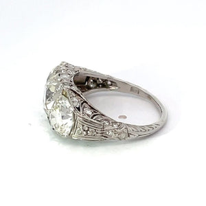 Side view of Antique 2.22ct Antique Cushion Cut Diamond Engagement Ring, Platinum