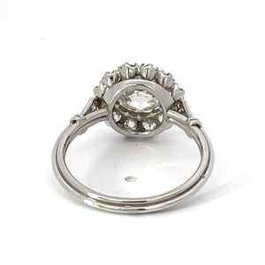 Back view of GIA 1.50ct Old European Cut Diamond Cluster Ring, Platinum