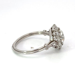 Side view of GIA 1.50ct Old European Cut Diamond Cluster Ring, Platinum