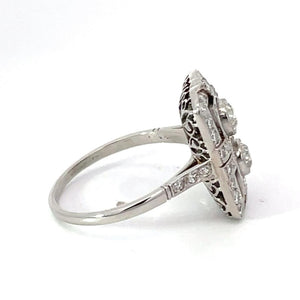 Side view of 0.40ct Old European Cut Diamond Engagement Ring, I Color, Diamond Halo, Platinum