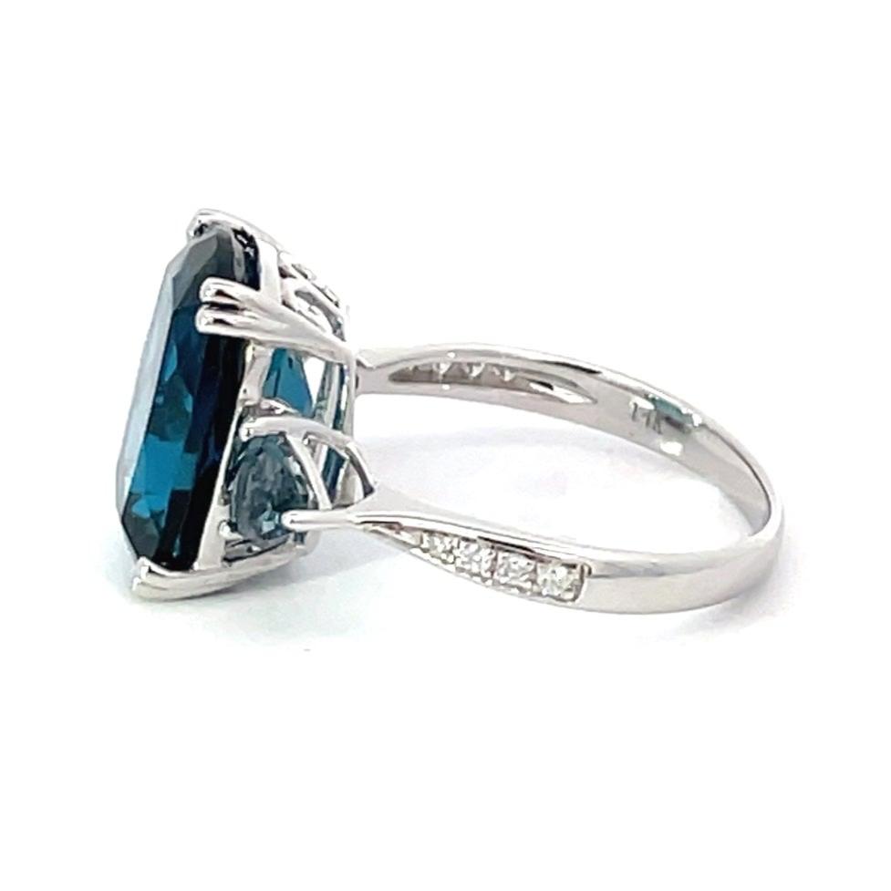 Side view of 9.03ct Cushion Cut Natural Topaz Cocktail Ring, 14k White Gold