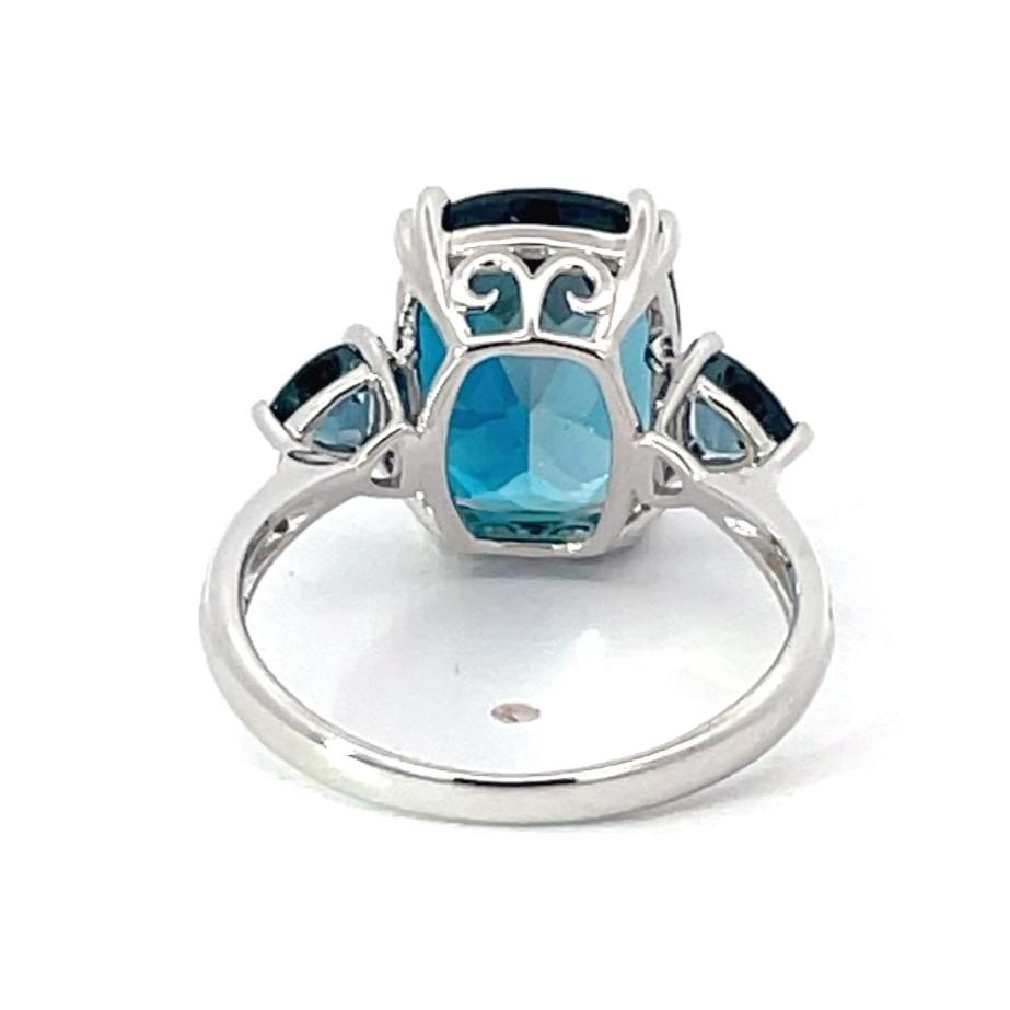 Back view of 9.03ct Cushion Cut Natural Topaz Cocktail Ring, 14k White Gold