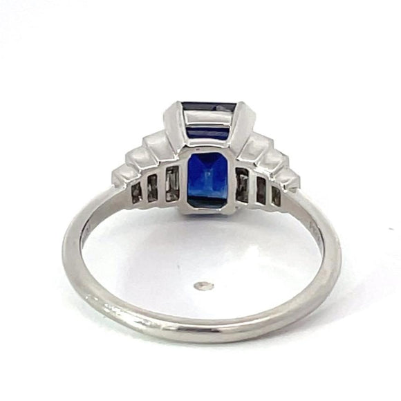 Front view of 2.50ct Emerald Cut Natural Sapphire Engagement Ring, Platinum