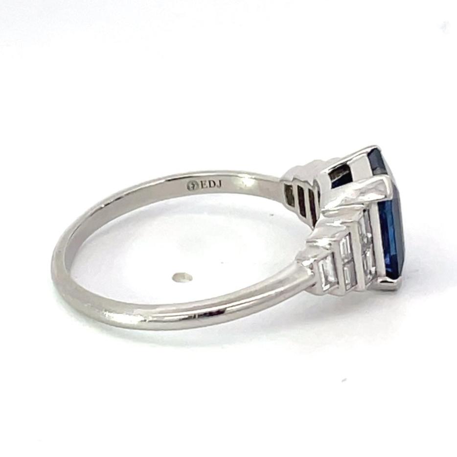 Side view of 2.50ct Emerald Cut Natural Sapphire Engagement Ring, Platinum