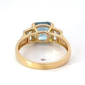 Back view of 1.32ct Asscher Cut Aquamarine Engagement Ring, 18k Yellow Gold