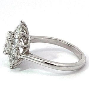 Side view of 0.91ct Cushion Cut Diamond Engagement Ring, D Color, Diamond Halo, 18k White Gold