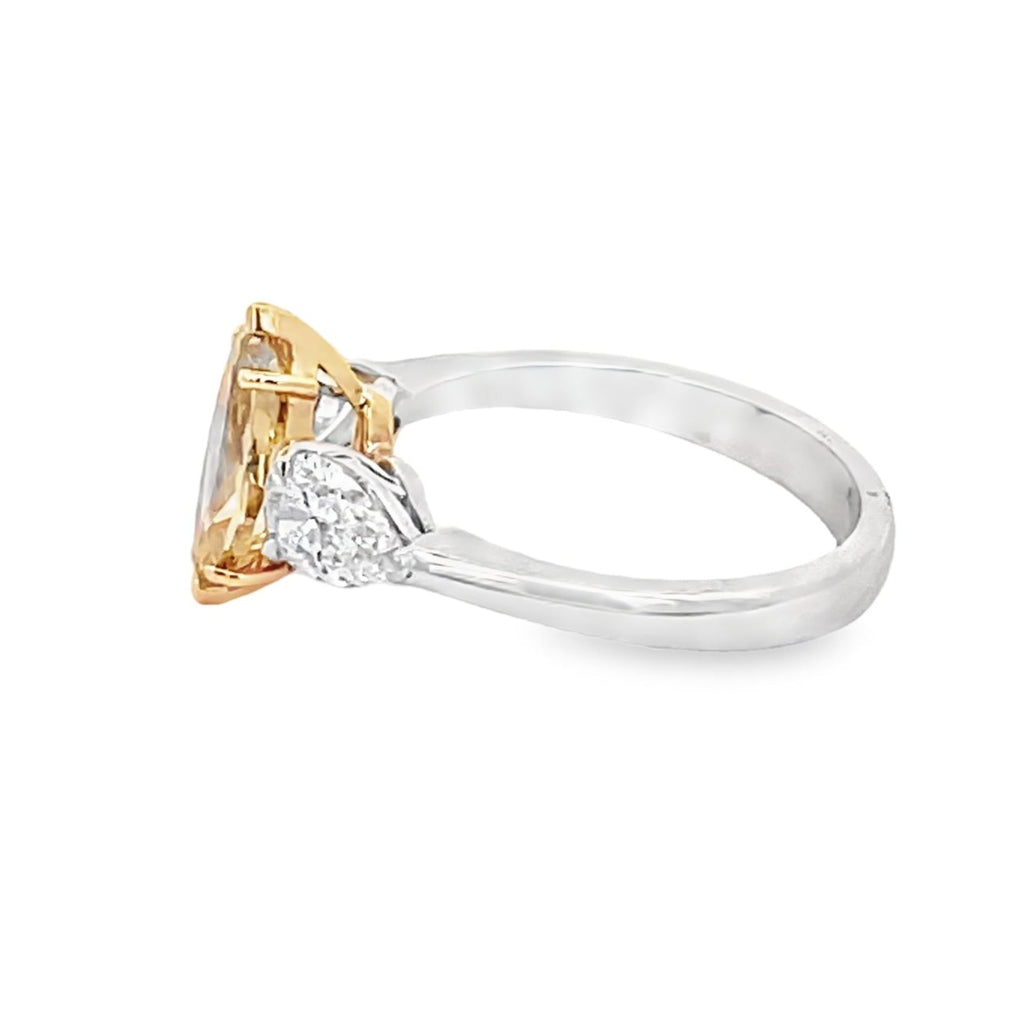 Side view of GIA 1.56ct Marquise Cut Fancy Diamond Engagement Ring