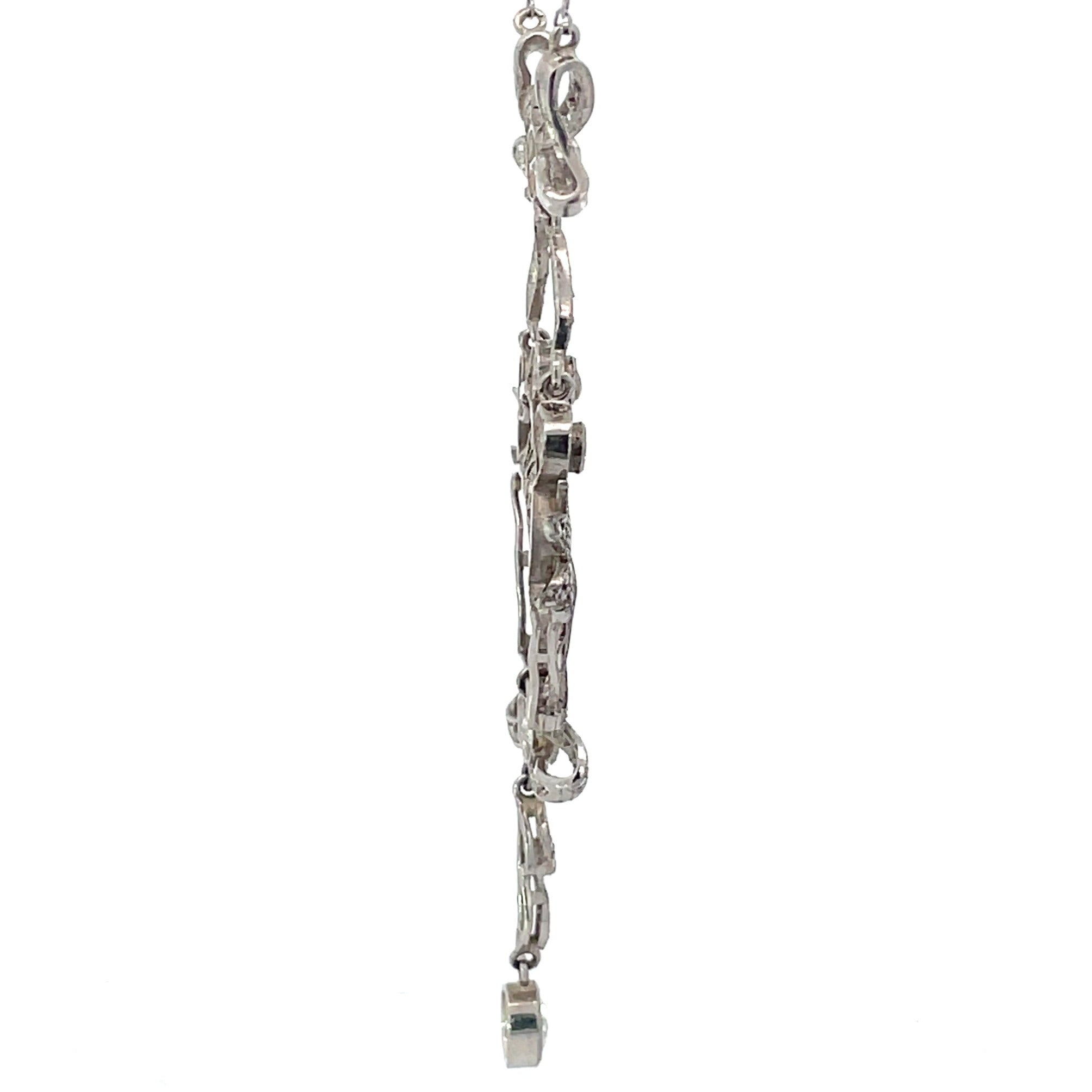 Side view of Antique 1.33ct Old European Cut Diamond Pendant Necklace, Platinum